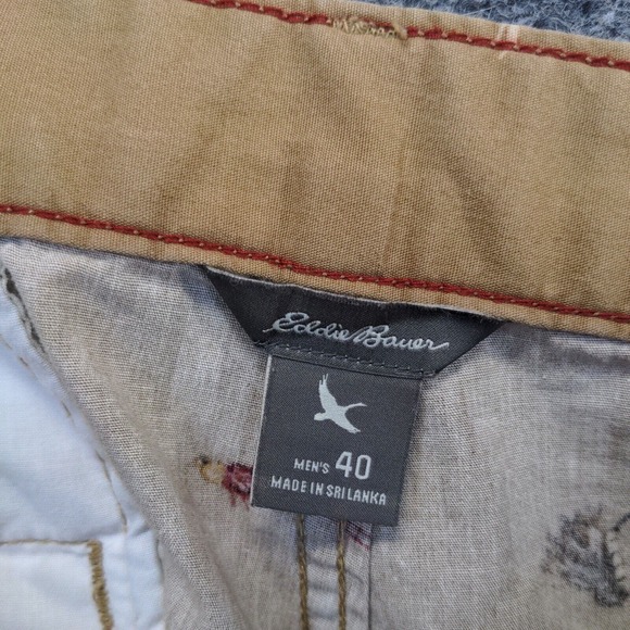Eddie Bauer Men's Chino Shorts Tan Size 40 100% Cotton Slash Pockets Fishing - Picture 10 of 11